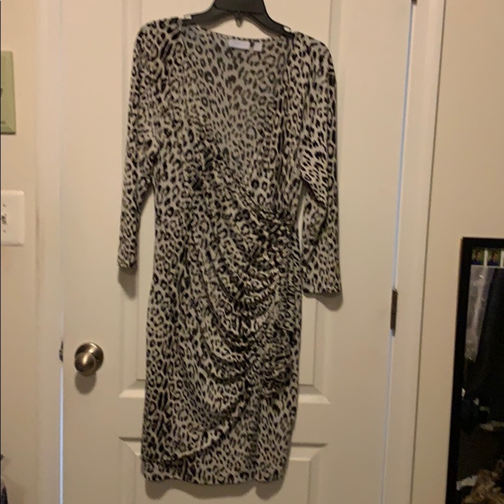 NY&Co leopard print dress with ruffle size L
